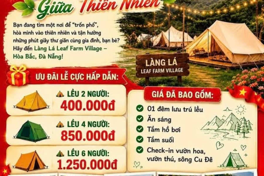 Combo cắm trại Leaf farm village